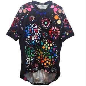 Weimostar Cycling Jersey Full Zip Black Multicolored Dots Size XXL Back Pockets